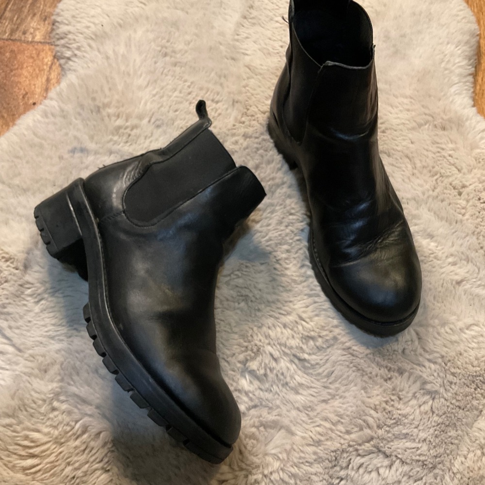Lavorazione Artigiana Boots Size 9 Black Moto Round Toe Ankle Womens